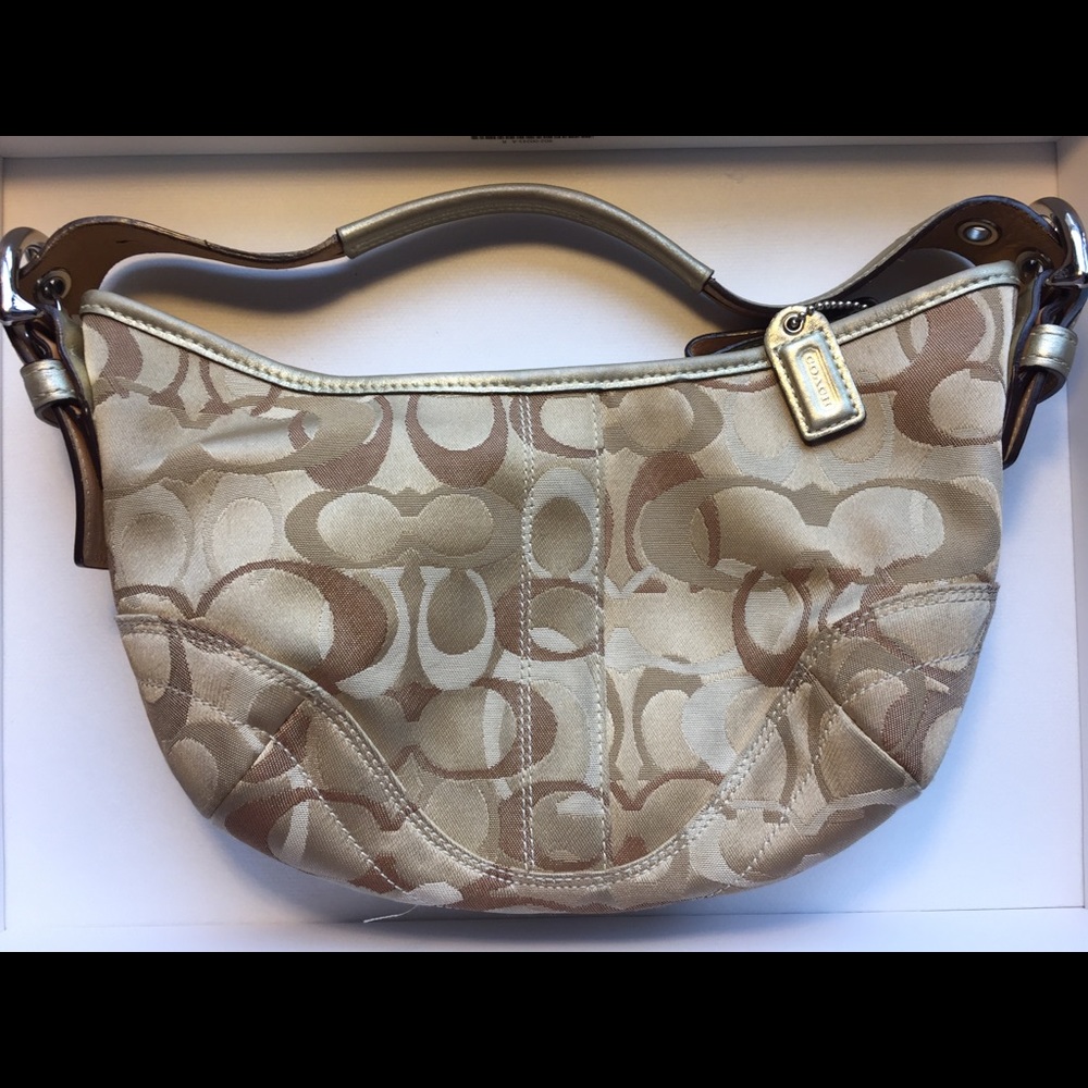 Authentic Coach Purse, Metallic Gold